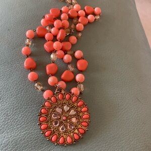 Vintage Robert Rose coral/peach necklace with pendant